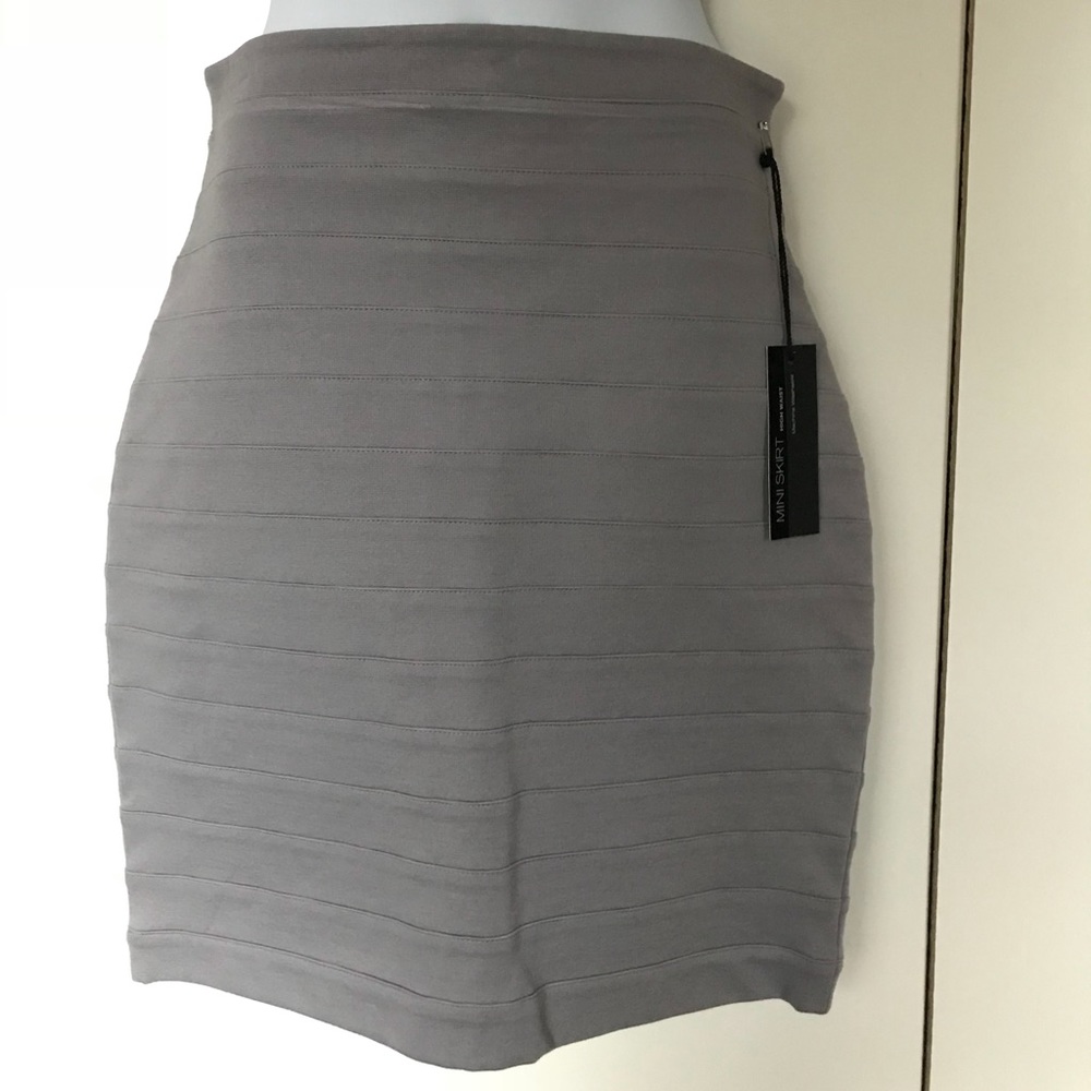 EXPRESS Taupe Grey Bandage Fitted Mini Skirt